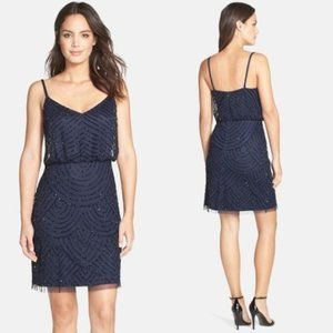 Adrianna Papell Sequin Blouson Dress in Navy Black